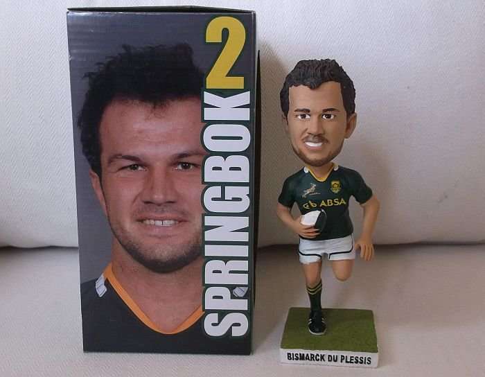 A VERY WELL DETAILED RESIN TYPE BOBBLE HEAD CAST AS BISMARCK DU PLESSIS ...SA SPRINGBOK....COOL !!!