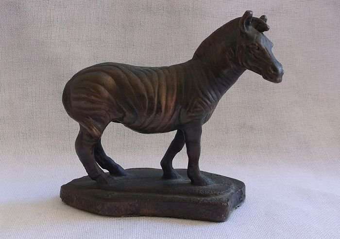 WILD THING !! A HIGHLY DETAILED VINTAGE FILLED BRONZE STATUE OF A ZEBRA ....AWESOME PIECE !!!!!