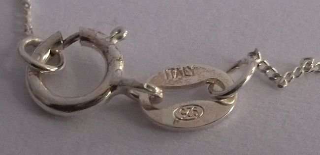 A LOVELY STERLING SILVER NECKLACE PLUS CROSS PENDANT SET WITH A FIERY "STONE" ? SEE PICS !! NICE