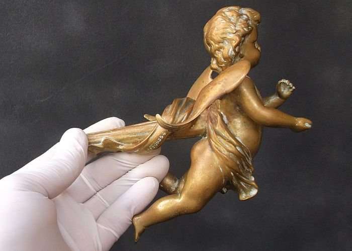 A BEAUTIFUL ANTIQUE BRASS / BRONZE ANGEL ...LIGHTING ? FURNITURE ? RARE FIND !! STUNNING !!