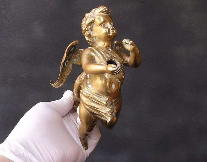 A BEAUTIFUL ANTIQUE BRASS / BRONZE ANGEL ...LIGHTING ? FURNITURE ? RARE FIND !! STUNNING !!