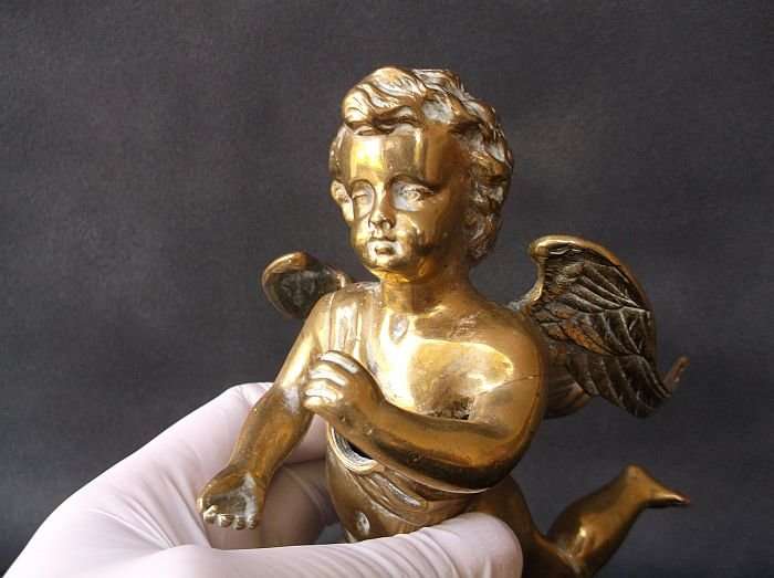 A BEAUTIFUL ANTIQUE BRASS / BRONZE ANGEL ...LIGHTING ? FURNITURE ? RARE FIND !! STUNNING !!