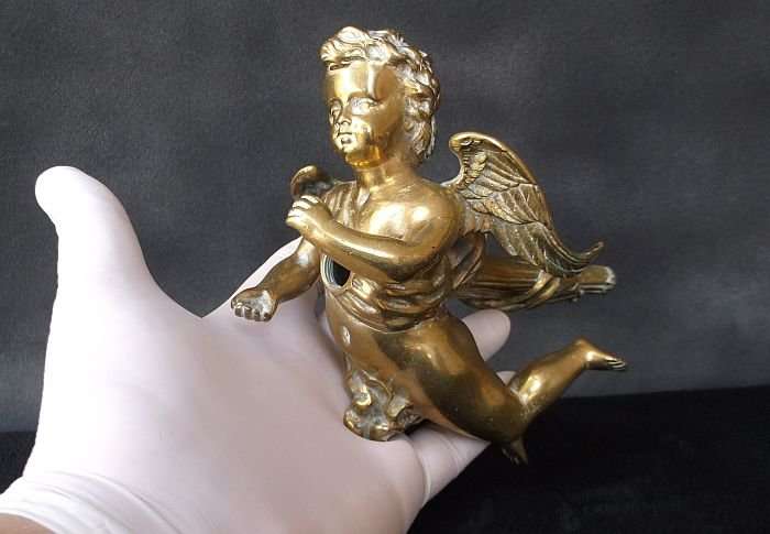 A BEAUTIFUL ANTIQUE BRASS / BRONZE ANGEL ...LIGHTING ? FURNITURE ? RARE FIND !! STUNNING !!