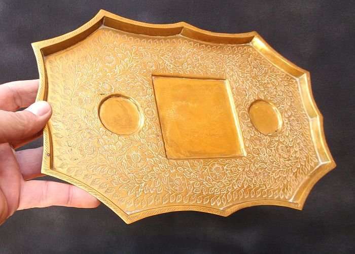 MADE IN BRITISH INDIA ...A RARE SOLID BRASS 4 PIECE SMOKERS SET