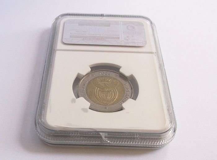 AWESOME NELSON MANDELA YEAR 2008 NGC GRADED COIN - SMILING FACE  - AU 58