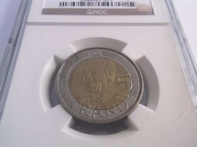 AWESOME NELSON MANDELA YEAR 2008 NGC GRADED COIN - SMILING FACE  - AU 58