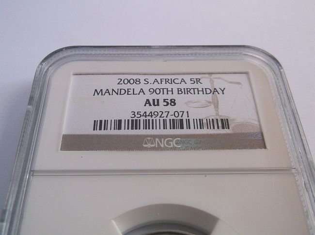 AWESOME NELSON MANDELA YEAR 2008 NGC GRADED COIN - SMILING FACE  - AU 58