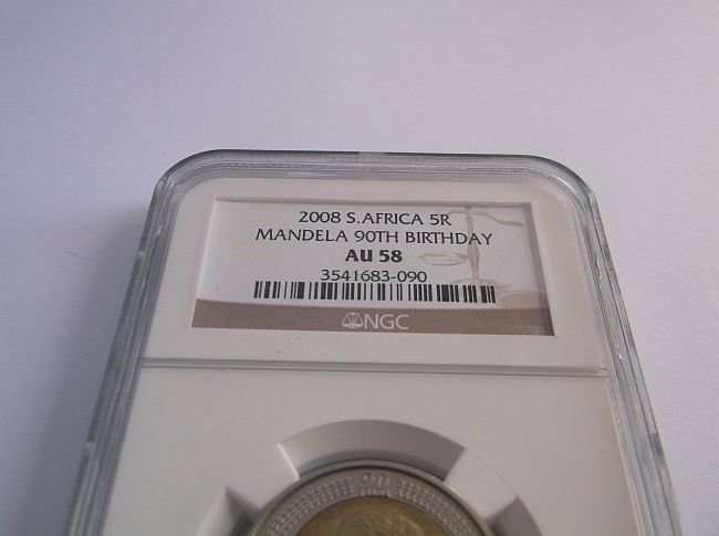 AWESOME NELSON MANDELA YEAR 2008 NGC GRADED COIN - SMILING FACE  - AU 58