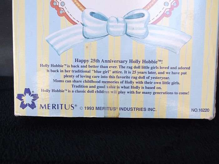 A VERY SWEET VINTAGE 1993 ORIGINAL HOLLY HOBBY RAG DOLL IN HER ORIGINAL BOX ...WOW !!!