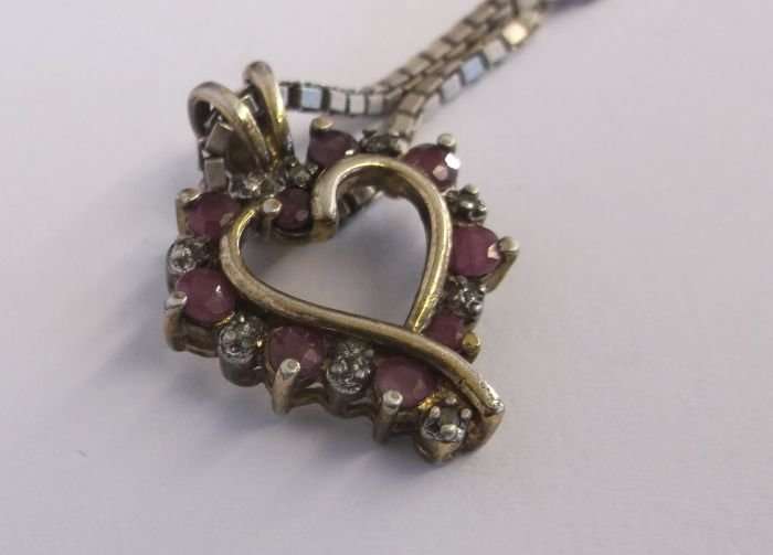 A LONG RECTANGULAR LINK STERLING SILVER NECKLACE PLUS A GOLD ACCENTUATED STERLING SILVER PENDANT !!!