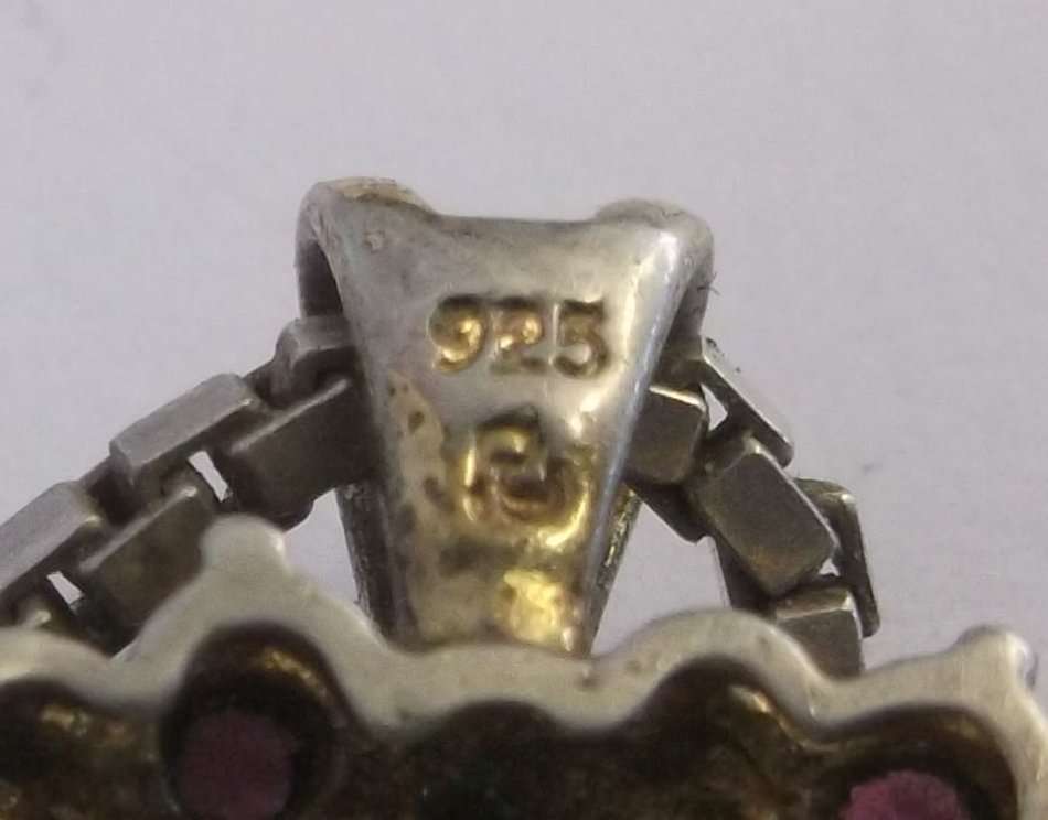 A LONG RECTANGULAR LINK STERLING SILVER NECKLACE PLUS A GOLD ACCENTUATED STERLING SILVER PENDANT !!!