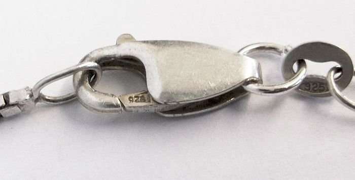 A LONG RECTANGULAR LINK STERLING SILVER NECKLACE PLUS A GOLD ACCENTUATED STERLING SILVER PENDANT !!!