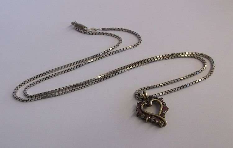 A LONG RECTANGULAR LINK STERLING SILVER NECKLACE PLUS A GOLD ACCENTUATED STERLING SILVER PENDANT !!!