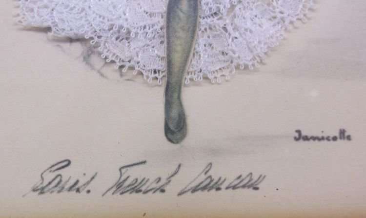 TWO EYE CATCHING VINTAGE MULTI MEDIA "ARTWORKS" AFTER FRENCH ARTIST JANICOTTE.....