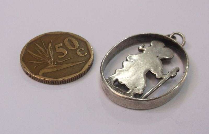 A LARGE VINTAGE SOLID SILVER ST CHRISTOPHER PENDANT