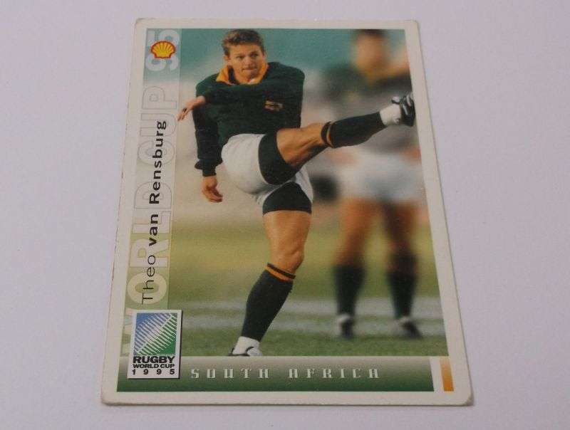 1995 RUGBY WORLD CUP TRADING CARD - SOUTH AFRICA - THEO VAN RENSBURG