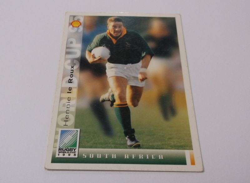 1995 RUGBY WORLD CUP TRADING CARD - SOUTH AFRICA - HENNIE LE ROUX
