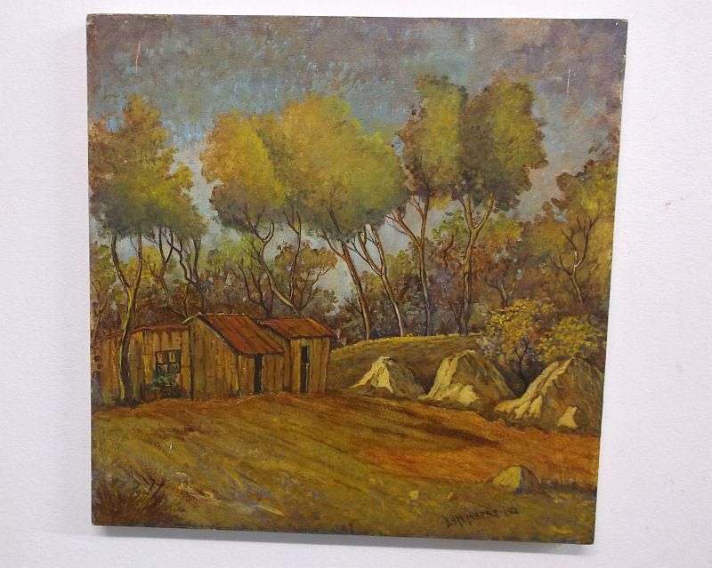 A lovely old original oil on board painting by well known Don Madge dated 1962 - Unframed