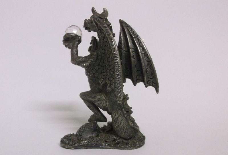 A fabulous Pewter statue entitled " THE DRAGON OF THE MOON " with crystal ball...AWESOME !!