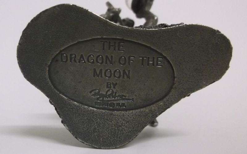 A fabulous Pewter statue entitled " THE DRAGON OF THE MOON " with crystal ball...AWESOME !!
