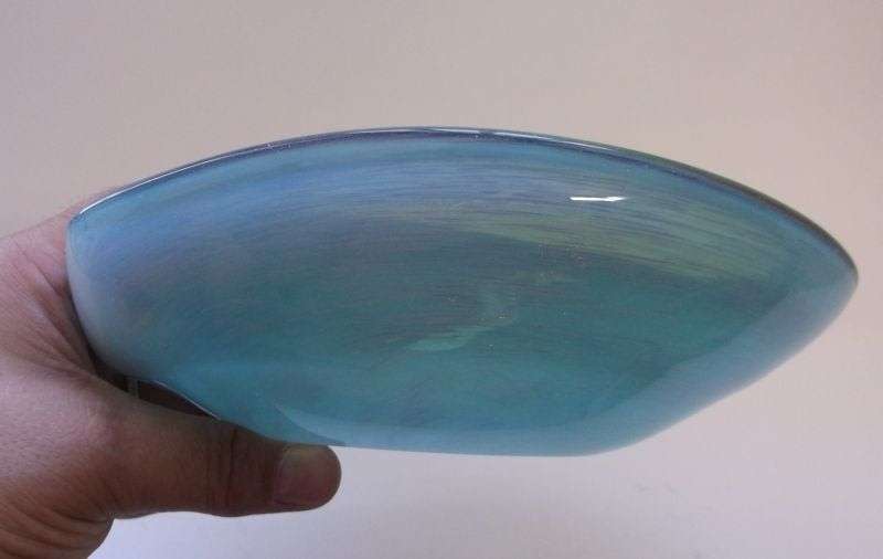 A PHENOMENAL VINTAGE 1950`S MURANO GLASS ASHTRAY WITH OPAQUE OUTER AND GOLDEN FLAKE SWIRL INNER