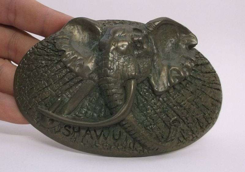 BIG FIVE !!! AN AWESOME BELT BUCKLE DEPICTING THE ""ELEPHANT"" MADE IN THE COLD CAST BRONZE PROCESS
