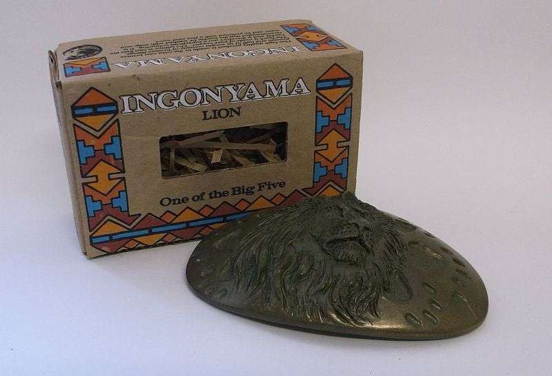 BIG FIVE !!! AN AWESOME BELT BUCKLE DEPICTING THE ""LION"" MADE IN THE COLD CAST BRONZE PROCESS