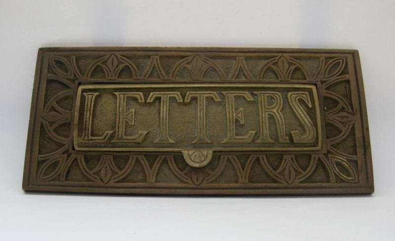 A STUNNING OLD BRONZE LETTERS SLOT WITH FLIP UP COVER AND EYE CATCHING DETAIL ...WOW !! WOW !!