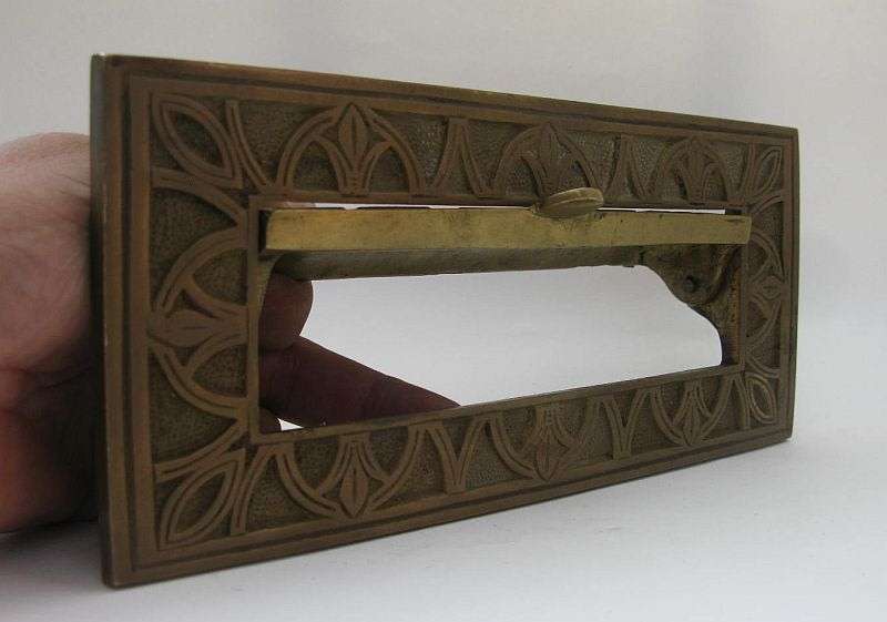 A STUNNING OLD BRONZE LETTERS SLOT WITH FLIP UP COVER AND EYE CATCHING DETAIL ...WOW !! WOW !!