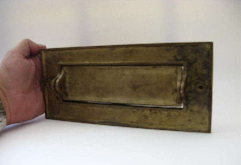 A STUNNING OLD BRONZE LETTERS SLOT WITH FLIP UP COVER AND EYE CATCHING DETAIL ...WOW !! WOW !!