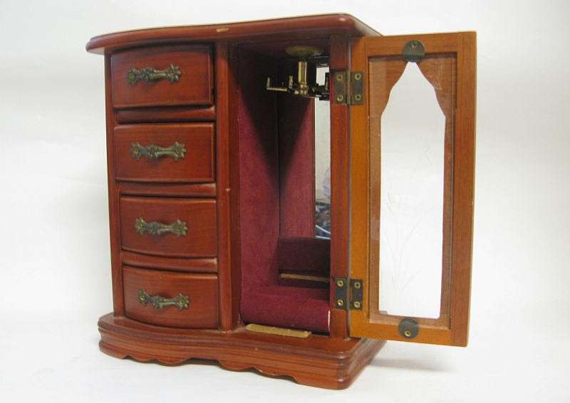 A TOTALLY STUNNING VINTAGE JEWELRY "BOX" IN THE SHAPE OF A WARDROBE ...REAL WOOD ...GREAT DETAIL !!!