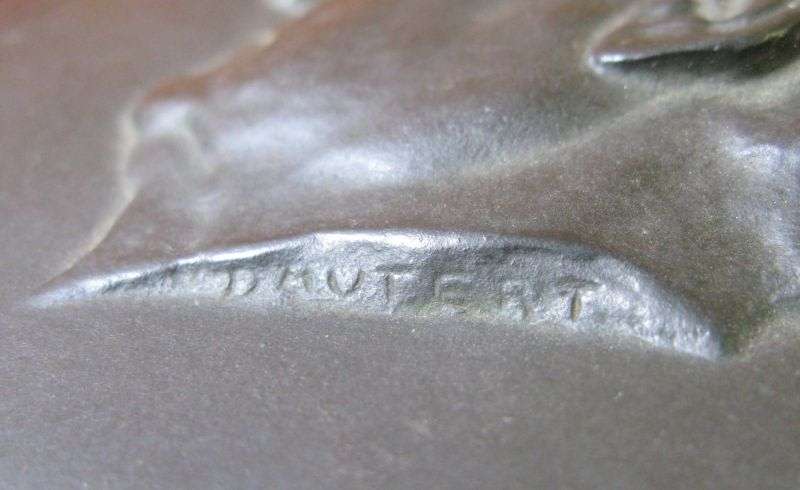 WOW !! WOW !! A RARE OLD SIGNED BRONZE PLAQUE OF GOETHE BY THE ARTIST DAUTERT...WORTH RESEARCHING !!