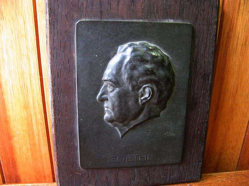 WOW !! WOW !! A RARE OLD SIGNED BRONZE PLAQUE OF GOETHE BY THE ARTIST DAUTERT...WORTH RESEARCHING !!