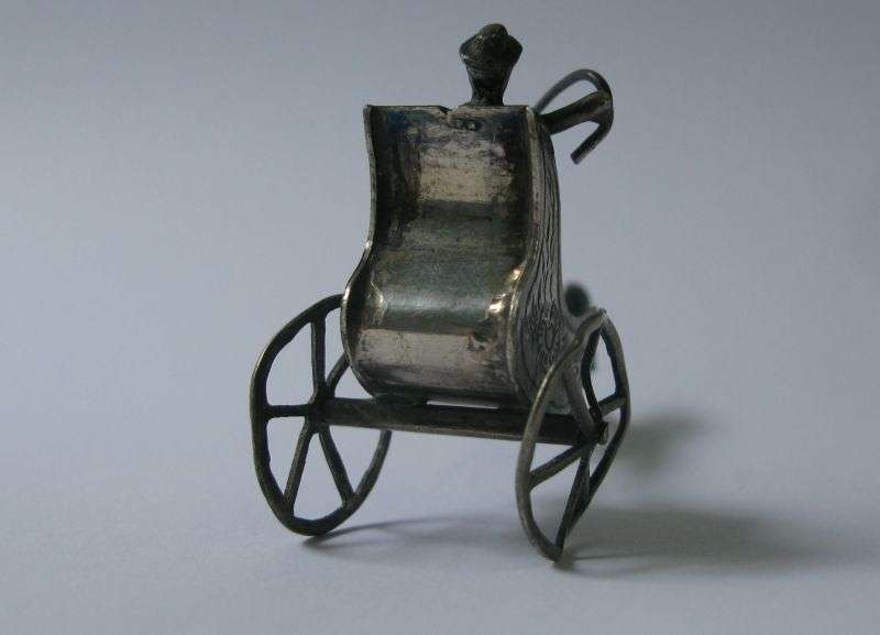 A RARE MINIATURE HORSE AND CART MADE OF SOLID DUTCH SILVER STAMPED WITH MAKERS MARKS !!! COOL !!!