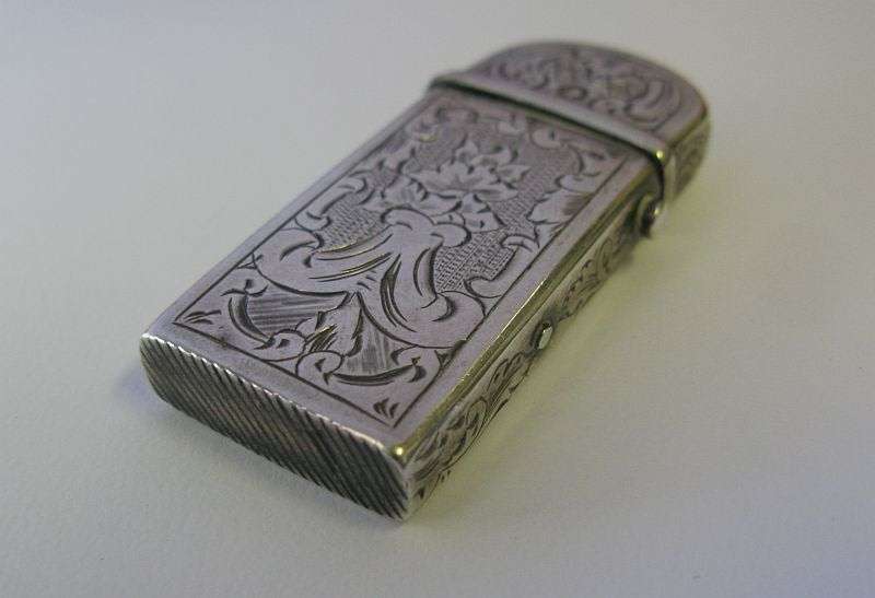 WHAT A FIND AND A PITY ....AN ANTIQUE SOLID DUTCH SILVER VESTA CASE WITH LOVELY DETAIL...HINGE ISSUE