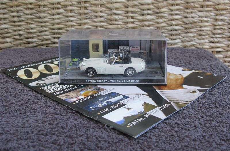 A 1:43 SCALE DIE CAST METAL MODEL OF THE ""TOYOTA 2000GT"" AS SEEN IN THE JAMES BOND MOVIE