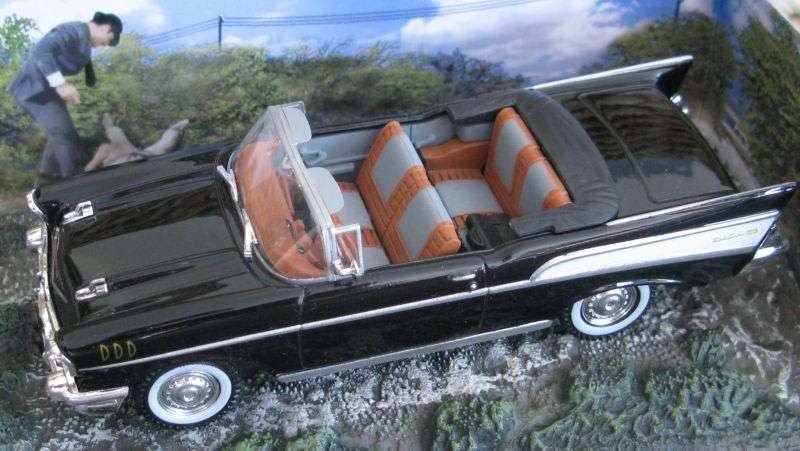 A 1:43 SCALE DIE CAST METAL MODEL OF THE CHEVROLET BEL AIR AS SEEN IN THE JAMES BOND MOVIE DR NO