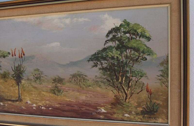 AN OUTSTANDING VINTAGE ORIGINAL OIL ON BOARD LANDSCAPE SIGNED BY THE ARTIST...HOSMER !! WOW !!
