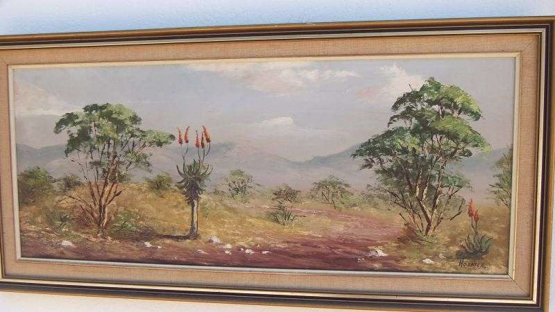 AN OUTSTANDING VINTAGE ORIGINAL OIL ON BOARD LANDSCAPE SIGNED BY THE ARTIST...HOSMER !! WOW !!