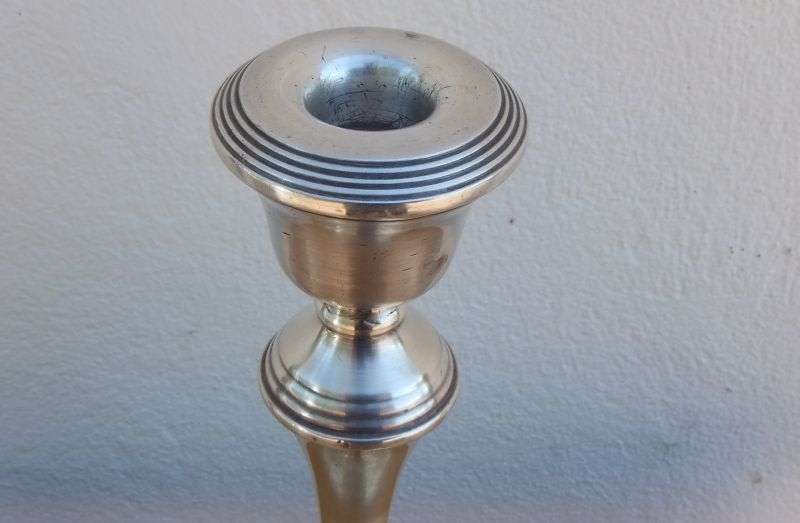 COOL FIND !! A HALLMARKED SILVER CANDLE STICK DATED 1963 BY B & CO - WAX FILLED - SEE PICS