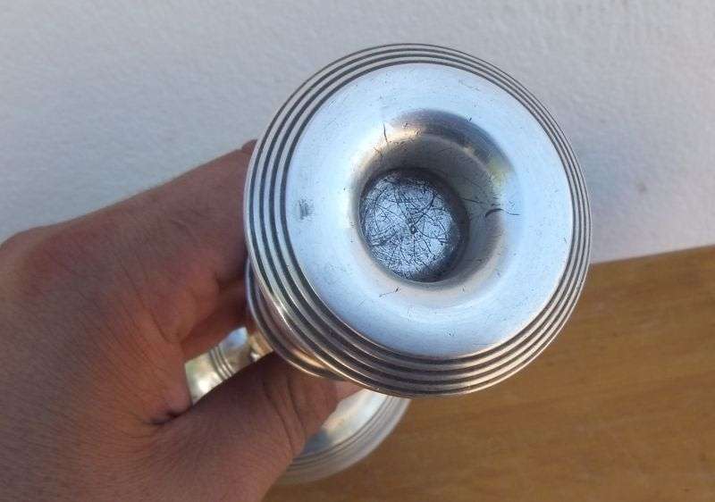COOL FIND !! A HALLMARKED SILVER CANDLE STICK DATED 1963 BY B & CO - WAX FILLED - SEE PICS
