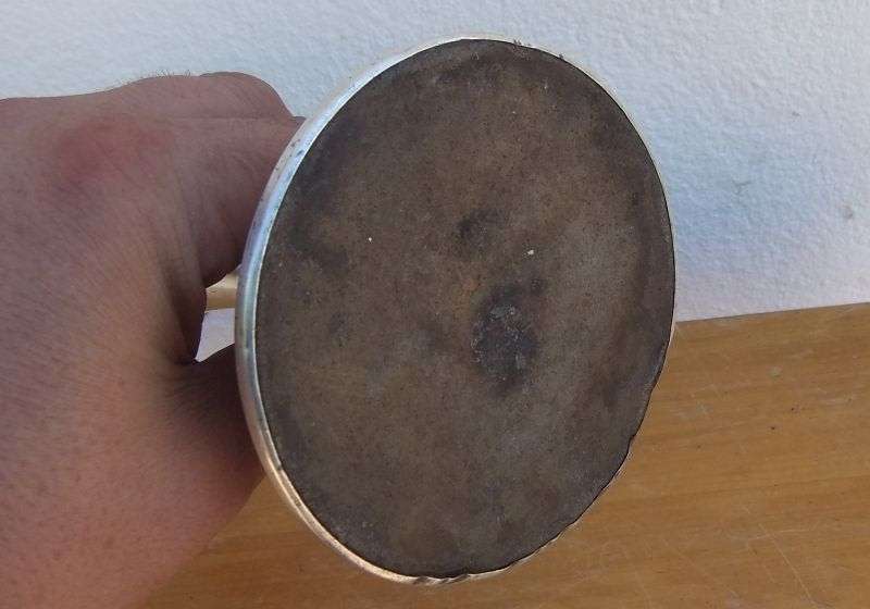 COOL FIND !! A HALLMARKED SILVER CANDLE STICK DATED 1963 BY B & CO - WAX FILLED - SEE PICS