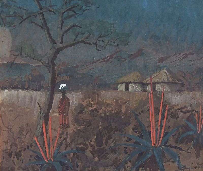 INVESTMENT PIECE !! A RARE GOUACHE PAINTING BY WELL KNOWN LISTED ARTIST SYDNEY CARTER !! WOW !! WOW