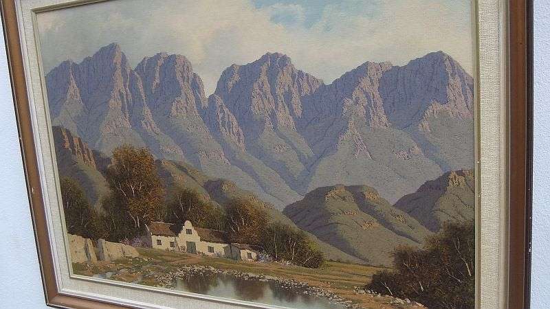 A SPECTACULAR MASSIVE ORIGINAL OIL ON BOARD OF A FARM SCENE BY SA ARTIST GERHARD WAGNER !! WOW !!