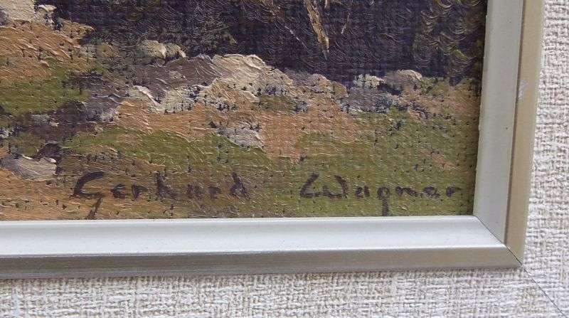 A SPECTACULAR MASSIVE ORIGINAL OIL ON BOARD OF A FARM SCENE BY SA ARTIST GERHARD WAGNER !! WOW !!