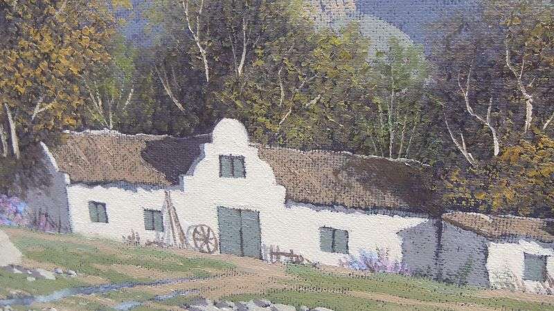 A SPECTACULAR MASSIVE ORIGINAL OIL ON BOARD OF A FARM SCENE BY SA ARTIST GERHARD WAGNER !! WOW !!