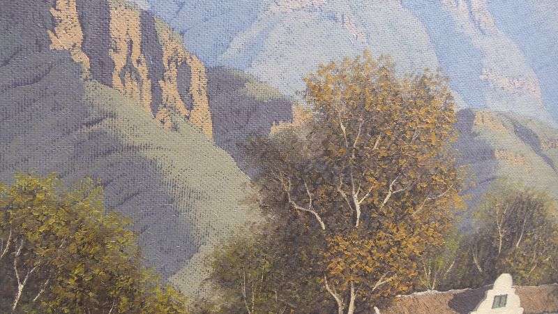 A SPECTACULAR MASSIVE ORIGINAL OIL ON BOARD OF A FARM SCENE BY SA ARTIST GERHARD WAGNER !! WOW !!