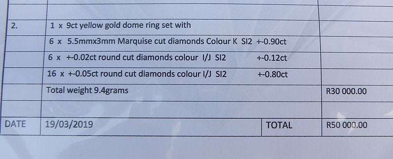 A MAGNIFICENT SOLID 9 CT GOLD RING SET WITH OVER A CARAT OF DIAMONDS !! CERTIFIED R 30 000 VALUE !!