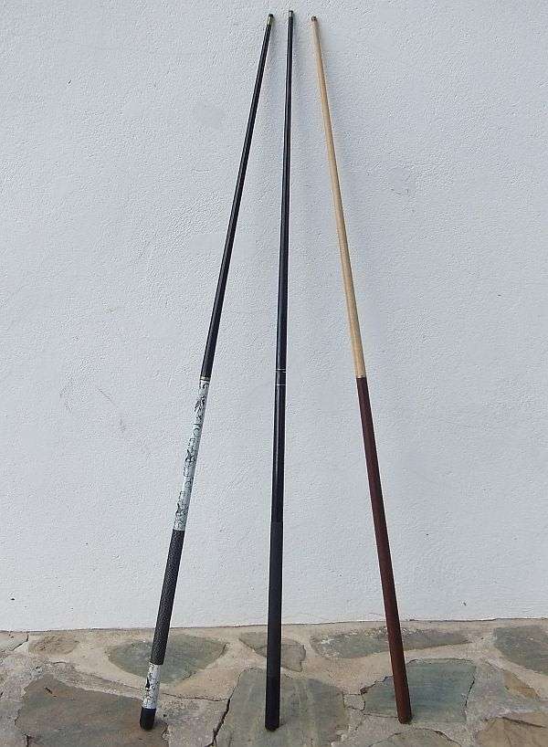 COOL FIND !! THREE TWO PIECE POOL CUES ...ALL BRAND NAMES ...GOOD CONDITION...BID FOR THE 3 !!