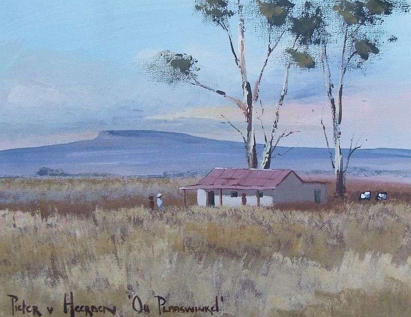 A FABULOUS SA INSPIRED ORIGINAL ACRYLIC ON CANVAS BY PIETER VAN HEERDEN ENTITLED ""PLAASWINKEL""